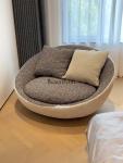 Italian minimalist round fabric sofa living room balcony leisure chair, rotatable