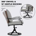 7-Piece Outdoor Dining Set, 6 Leather-Look Resin Wicker Swivel Patio Chairs & 1 Rectangular Woodgrain Dining Table, Brown