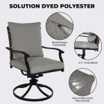 7-Piece Outdoor Dining Set, 6 Leather-Look Resin Wicker Swivel Patio Chairs & 1 Rectangular Woodgrain Dining Table, Brown