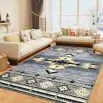 B BENRON Western Rugs for Living Room, Non Slip Rustic Rug for Bedroom Dining Table Kitchen, Washable Aesthetic Area Rugs for Home Decor, 5ft x 7ft, Grey