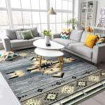 B BENRON Western Rugs for Living Room, Non Slip Rustic Rug for Bedroom Dining Table Kitchen, Washable Aesthetic Area Rugs for Home Decor, 5ft x 7ft, Grey