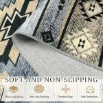 B BENRON Western Rugs for Living Room, Non Slip Rustic Rug for Bedroom Dining Table Kitchen, Washable Aesthetic Area Rugs for Home Decor, 5ft x 7ft, Grey