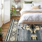 B BENRON Western Rugs for Living Room, Non Slip Rustic Rug for Bedroom Dining Table Kitchen, Washable Aesthetic Area Rugs for Home Decor, 5ft x 7ft, Grey
