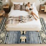 B BENRON Western Rugs for Living Room, Non Slip Rustic Rug for Bedroom Dining Table Kitchen, Washable Aesthetic Area Rugs for Home Decor, 5ft x 7ft, Grey