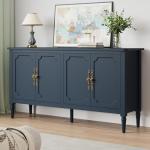 RoyalCraft Large Sideboard Buffet Cabinet with Storage, 58'' Modern Credenza Buffet Table Coffee Bar Wine Bar Storage Cabinet with Artistic Carved Handle for Dining Room Living Room, (Navy Blue)