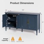 RoyalCraft Large Sideboard Buffet Cabinet with Storage, 58'' Modern Credenza Buffet Table Coffee Bar Wine Bar Storage Cabinet with Artistic Carved Handle for Dining Room Living Room, (Navy Blue)