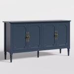 RoyalCraft Large Sideboard Buffet Cabinet with Storage, 58'' Modern Credenza Buffet Table Coffee Bar Wine Bar Storage Cabinet with Artistic Carved Handle for Dining Room Living Room, (Navy Blue)