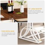 DWVO 70.3" Large Modern Dining Table for 6-8 People, Rectangular Walnut Kitchen Dining Room Table with Thick Tabletop and White Geometric Metal Legs, Farmhouse Wood Dinner Tables