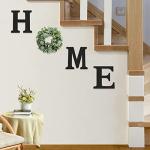 Wood Home Sign with Artificial Eucalyptus Wreath for O, Hanging Farmhouse Wall House Decor Wood Letters for Wall Art Rustic Home Decor, Wall Decor for Living Room Kitchen Entryway (Black)