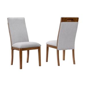 Signature Design by Ashley Lyncott Upholstered Dining Chair with Cutout Handle and Tapered Legs, Set of 2, Wood Frame, 19.75" Seat Height, Beige & Brown