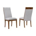 Signature Design by Ashley Lyncott Upholstered Dining Chair with Cutout Handle and Tapered Legs, Set of 2, Wood Frame, 19.75" Seat Height, Beige & Brown