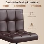 Yaheetech Bar Stools Set of 2, Adjustable PU Leather Swivel Barstools, Modern Counter Stools with Back and Footrest, Counter Height Barstools for Bar, Kitchen, Dining Room, Brown