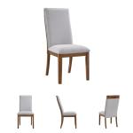 Signature Design by Ashley Lyncott Upholstered Dining Chair with Cutout Handle and Tapered Legs, Set of 2, Wood Frame, 19.75" Seat Height, Beige & Brown