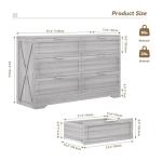 FTZxHKLX Modern 6-Drawer Dresser for Bedroom, Dresser Chest of Drawer with Large Drawers & Silver Handles, Wooden Dressers Drawers Storage Unit for Bedroom, Living Room, Closet (Wash Grey)