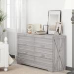 FTZxHKLX Modern 6-Drawer Dresser for Bedroom, Dresser Chest of Drawer with Large Drawers & Silver Handles, Wooden Dressers Drawers Storage Unit for Bedroom, Living Room, Closet (Wash Grey)