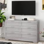 FTZxHKLX Modern 6-Drawer Dresser for Bedroom, Dresser Chest of Drawer with Large Drawers & Silver Handles, Wooden Dressers Drawers Storage Unit for Bedroom, Living Room, Closet (Wash Grey)