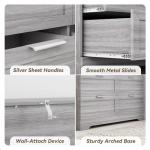 FTZxHKLX Modern 6-Drawer Dresser for Bedroom, Dresser Chest of Drawer with Large Drawers & Silver Handles, Wooden Dressers Drawers Storage Unit for Bedroom, Living Room, Closet (Wash Grey)