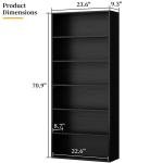 Shintenchi Bookshelf,6-Tier Open Bookcase and Bookshelves,6 Shelf Display Storage Shelves Floor Standing 70.6 inches Tall Bookcase for Home Office, Living Room (Black)
