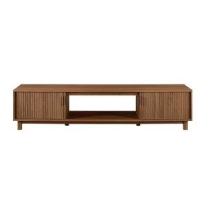 Walton Modern Fluted-Door Low Stand For Tvs Up To 80 Hes, 70 X 15.75 X 16 Hes, Mocha
