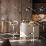 Light luxury leather bar chair backrest high foot lift bar stool designer high-end home guide chair