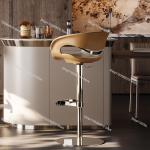 Light luxury leather bar chair backrest high foot lift bar stool designer high-end home guide chair
