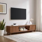 Walton Modern Fluted-Door Low Stand For Tvs Up To 80 Hes, 70 X 15.75 X 16 Hes, Mocha