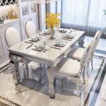 Marble dining table and chair set modern rectangular stainless steel diningtable 6 people small apartment rock slab dining table