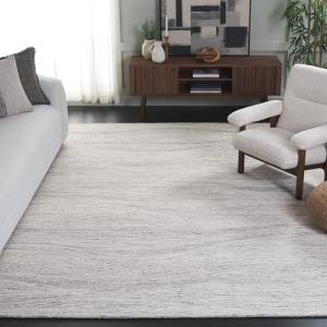 SAFAVIEH Area Rug 8x10 - Metro Collection - Large - Grey & Ivory, Handmade Wool, Modern Design, Ideal for Living Room, Bedroom, Office, Dining Space (MET995F)