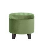 Homepop Home Decor | Upholstered Round Velvet Tufted Foot Rest Ottoman | Ottoman with Storage for Living Room & Bedroom | Decorative Home Furniture, Green