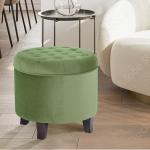 Homepop Home Decor | Upholstered Round Velvet Tufted Foot Rest Ottoman | Ottoman with Storage for Living Room & Bedroom | Decorative Home Furniture, Green