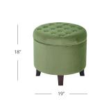 Homepop Home Decor | Upholstered Round Velvet Tufted Foot Rest Ottoman | Ottoman with Storage for Living Room & Bedroom | Decorative Home Furniture, Green