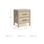 Signature Design by Ashley Battelle Mid-Century Modern Nightstand with Chevron Pattern, 2 Storage Drawers, Dark-Color Hardware, Wood, 24.5" High, Light Brown