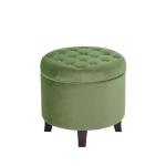 Homepop Home Decor | Upholstered Round Velvet Tufted Foot Rest Ottoman | Ottoman with Storage for Living Room & Bedroom | Decorative Home Furniture, Green