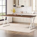 Tribesigns Farmhouse Dining Table for 6-8 People, 78.7-Inch Rectangular Wood Dining Table, Rustic Kitchen Table with Heavy Duty Metal Legs for Dining Room