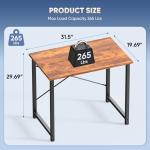 DUMOS 32 in Small Computer Desk for Home Office, Modern Study Work Table Simple Style for Bedroom, Writing Desks with X-Shaped Reinforcement, Rust