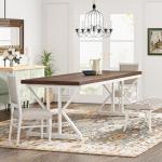 Tribesigns Farmhouse Dining Table for 6-8 People, 78.7-Inch Rectangular Wood Dining Table, Rustic Kitchen Table with Heavy Duty Metal Legs for Dining Room