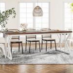Tribesigns Farmhouse Dining Table for 6-8 People, 78.7-Inch Rectangular Wood Dining Table, Rustic Kitchen Table with Heavy Duty Metal Legs for Dining Room