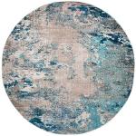SAFAVIEH Madison Collection Area Rug - 8' Round, Blue & Grey, Modern Boho Abstract Design, Non-Shedding & Easy Care, Ideal for High Traffic Areas in Living Room, Bedroom (MAD440M)