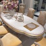 Luxury Italian Classic Solid Wood Dining Room Furniture 8 Chairs Dining Table Set