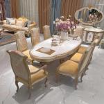 Luxury Italian Classic Solid Wood Dining Room Furniture 8 Chairs Dining Table Set