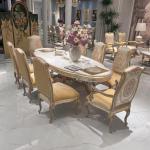 Luxury Italian Classic Solid Wood Dining Room Furniture 8 Chairs Dining Table Set