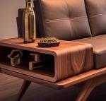 black walnut living room sofa high end solid wood leather three person small apartment