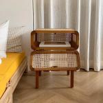 Nordic simple rattan bedside table retro light luxury wabi sand wind side cabinet home bed and  storage cabinet
