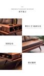black walnut living room sofa high end solid wood leather three person small apartment