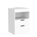 Yusong Night Stand, Bedside Table, LED Nightstand with Charging Station, Modern Night Stand, Wood Sofa Couch End Side Table with 2 Pull-Out Shelf, White