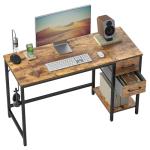 CubiCubi Computer Desk with 2 Drawers, 40 Inch Small Home Office Desk with Storage Study Writing Table, Light Brown