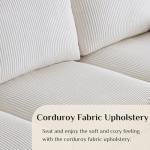 Karl home U-Shape Sectional Sofa Couch 111" Modern 4-Seat Sofa with Chaises Corduroy Fabric Upholstered Covertible Couch with Wood Grain Legs for Living Room, Reception Room, Apartment, Beige