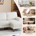 Karl home U-Shape Sectional Sofa Couch 111" Modern 4-Seat Sofa with Chaises Corduroy Fabric Upholstered Covertible Couch with Wood Grain Legs for Living Room, Reception Room, Apartment, Beige