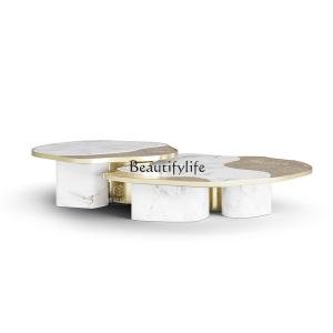 Light luxury coffee table high-end modern high-end natural marble special-shaped splicing coffee table
