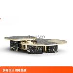 Light luxury coffee table high-end modern high-end natural marble special-shaped splicing coffee table